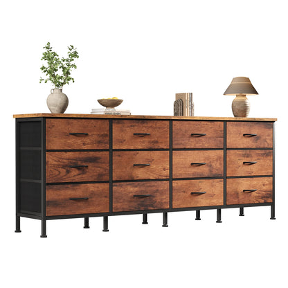 Wood Top Entertainment Center w/Fabric Drawers Fits Up to 80'' TVs