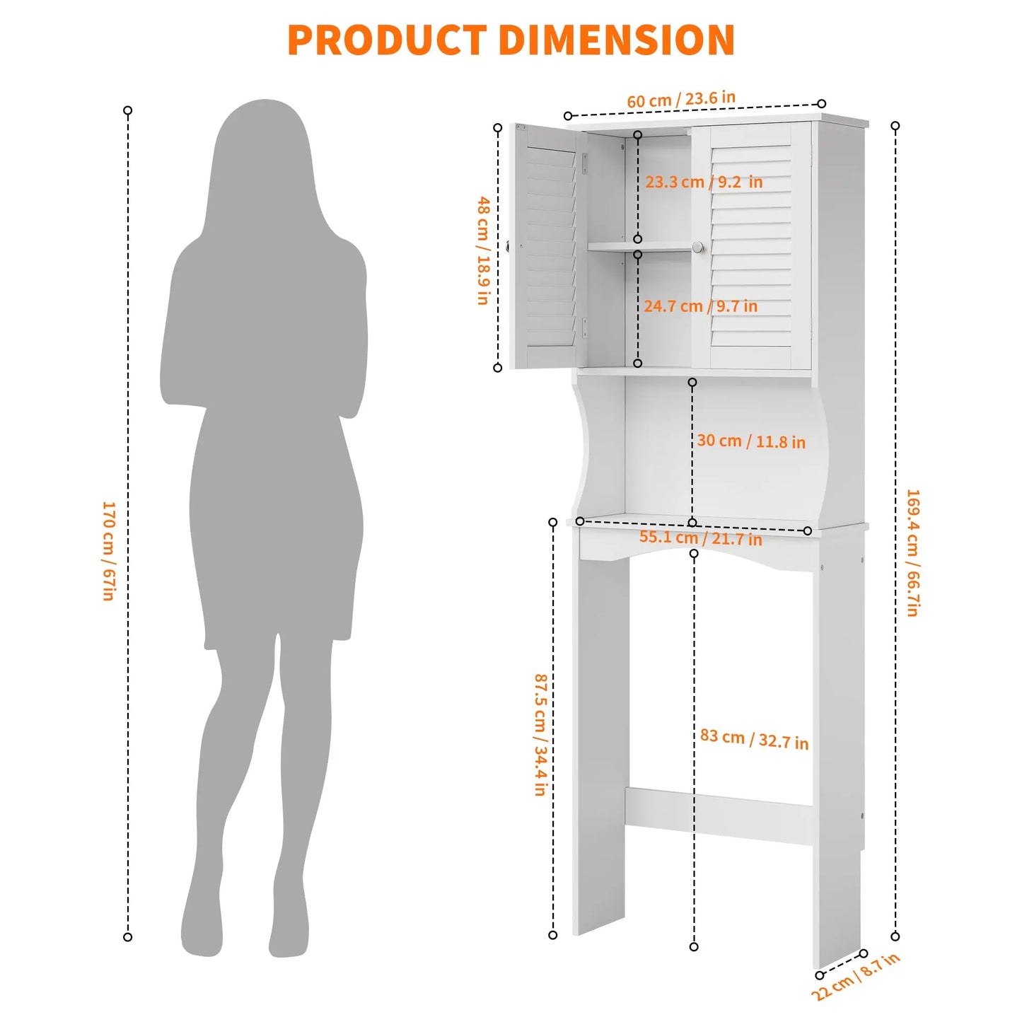 Space-Saving Bathroom Organizer with Adjustable Shelf & Anti-Tip