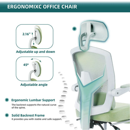 Ergonomic Reclining Computer Chair with Lumbar Support Pillow