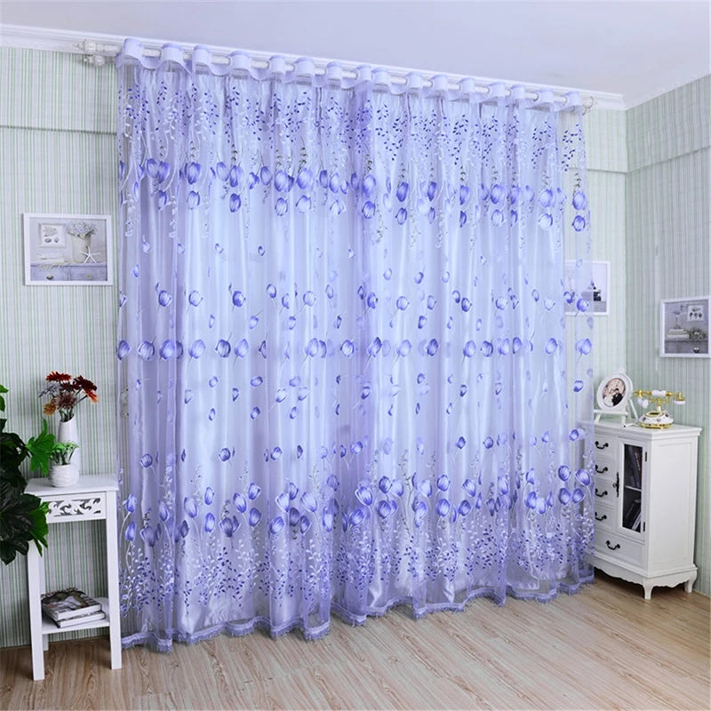 1Pc Modern Tulip Window Screen, Drape, Curtain