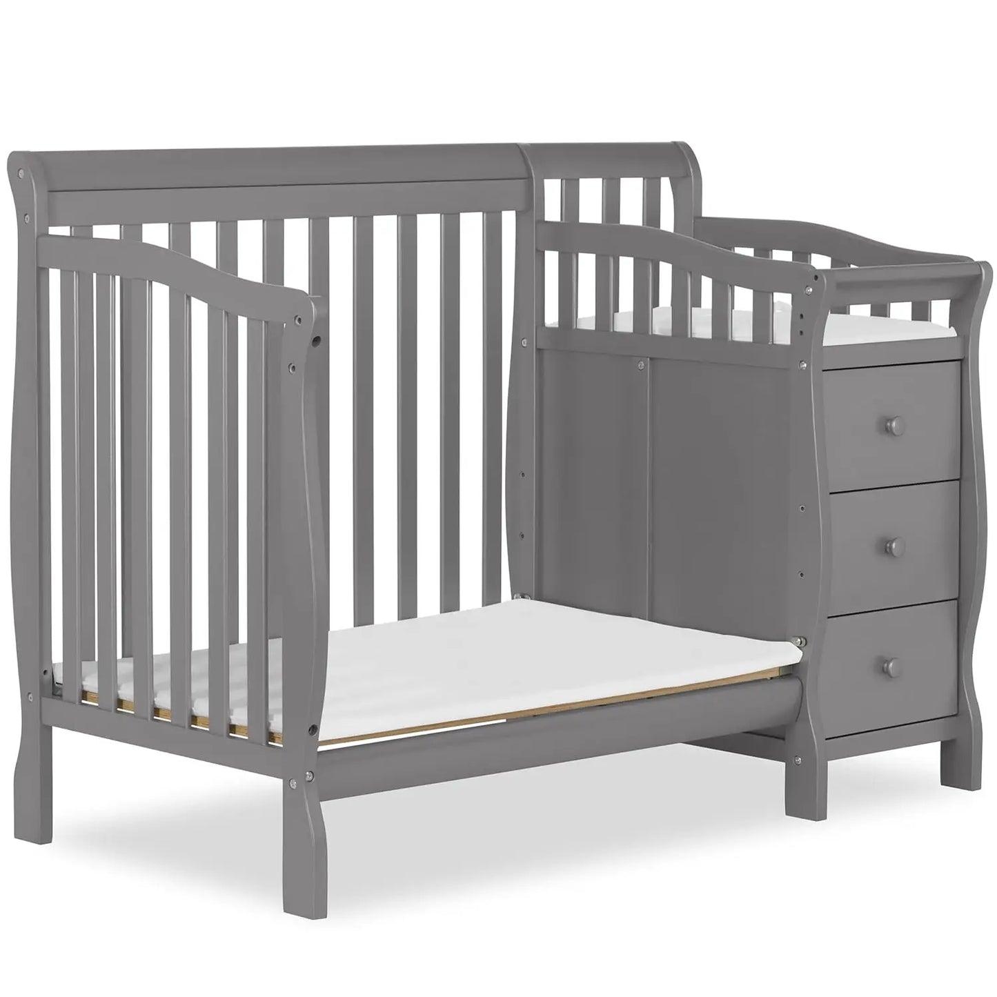 4-in-1 Mini Convertible Baby Crib & Changer with Storage