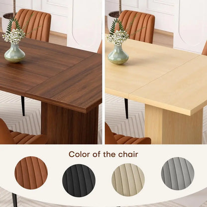 9 Pcs Modern Farmhouse Dining Table Set with 8 Upholstered Chairs