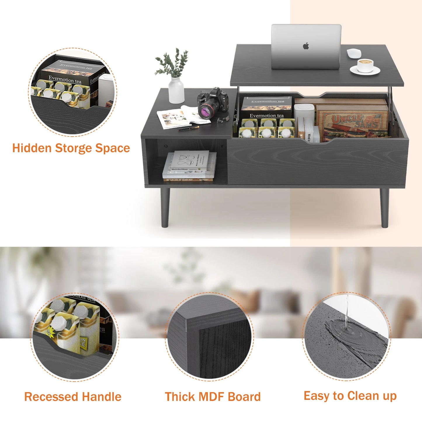 Lift Top Coffee Tables For Living Room, 39.37"x19.7"