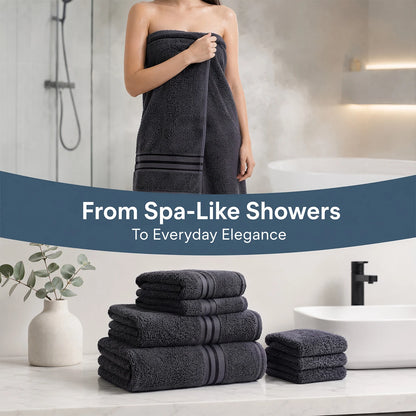 8 Piece Luxury Towel Set –Plush, Super Absorbent & Quicker-to-Dry
