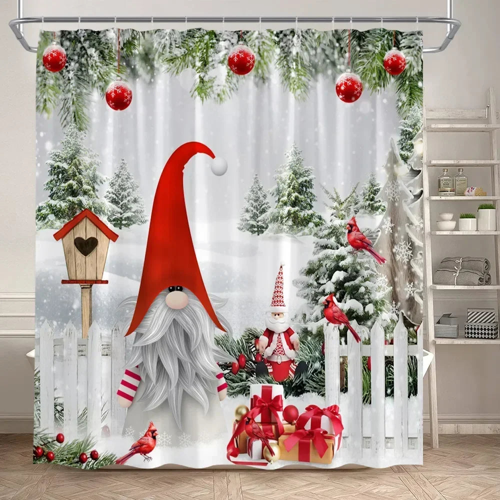 Christmas Shower Curtain & Bath Mat Set