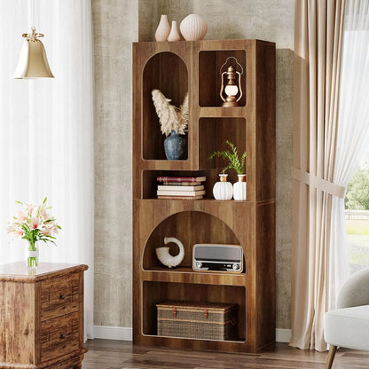 70.87" Tall Geometric Bookcase with 5 Irregular Storage Shelves