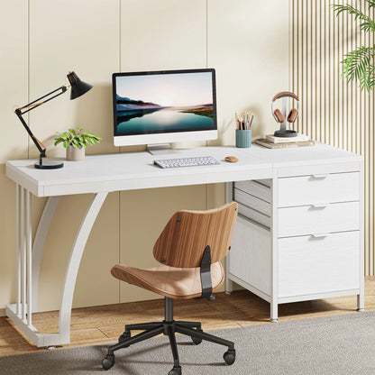 59-Inch PC Desk with 3 Reversible Drawers
