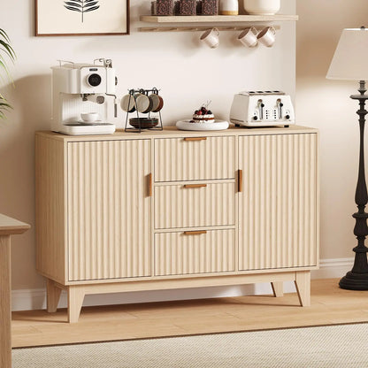 47.2" Fluted Buffet Cabinet With 3 Drawers & 2 Doors
