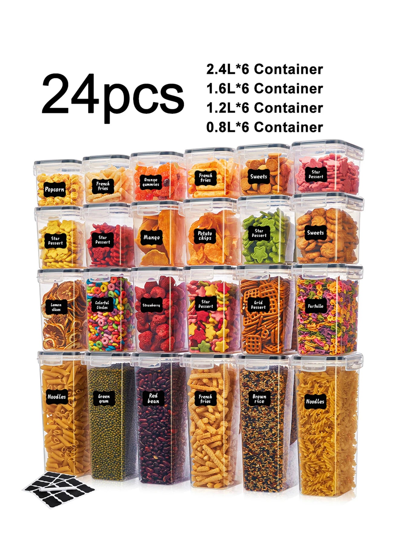 24pcs moisture-proof airtight food storage containers
