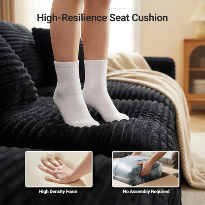 108” Cloud Corduroy Sectional Sofa with Deep Seating Comfort