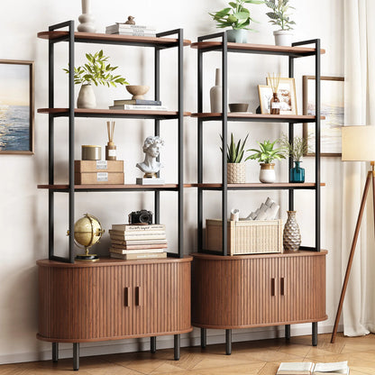 71" Tall, 4-Tier Bookshelf with Storage Cabinet
