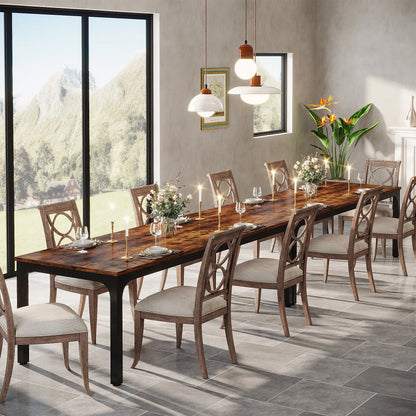 Long Rectangular Rustic Wood Dining Table for 6-8 People