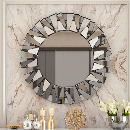 Unique Sunburst Decorative Wall Mirror, 31.5 Inch Round