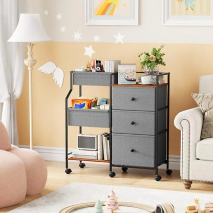Baby Diaper Caddy Organizer Cart with Dividers and Drawers