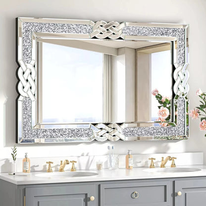 Wall Mirror with Decorative Glam Bling Crystal Frame Edge