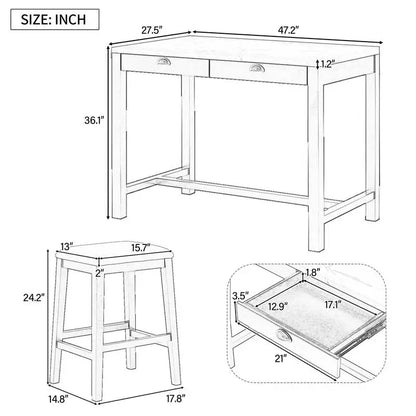 5-Piece Counter Height Dining Set for 4 with Upholstered Chairs