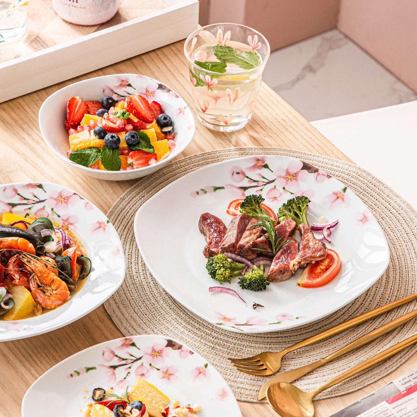 Porcelain Ceramic Tableware Dinner Plate Set for 6/12 Person