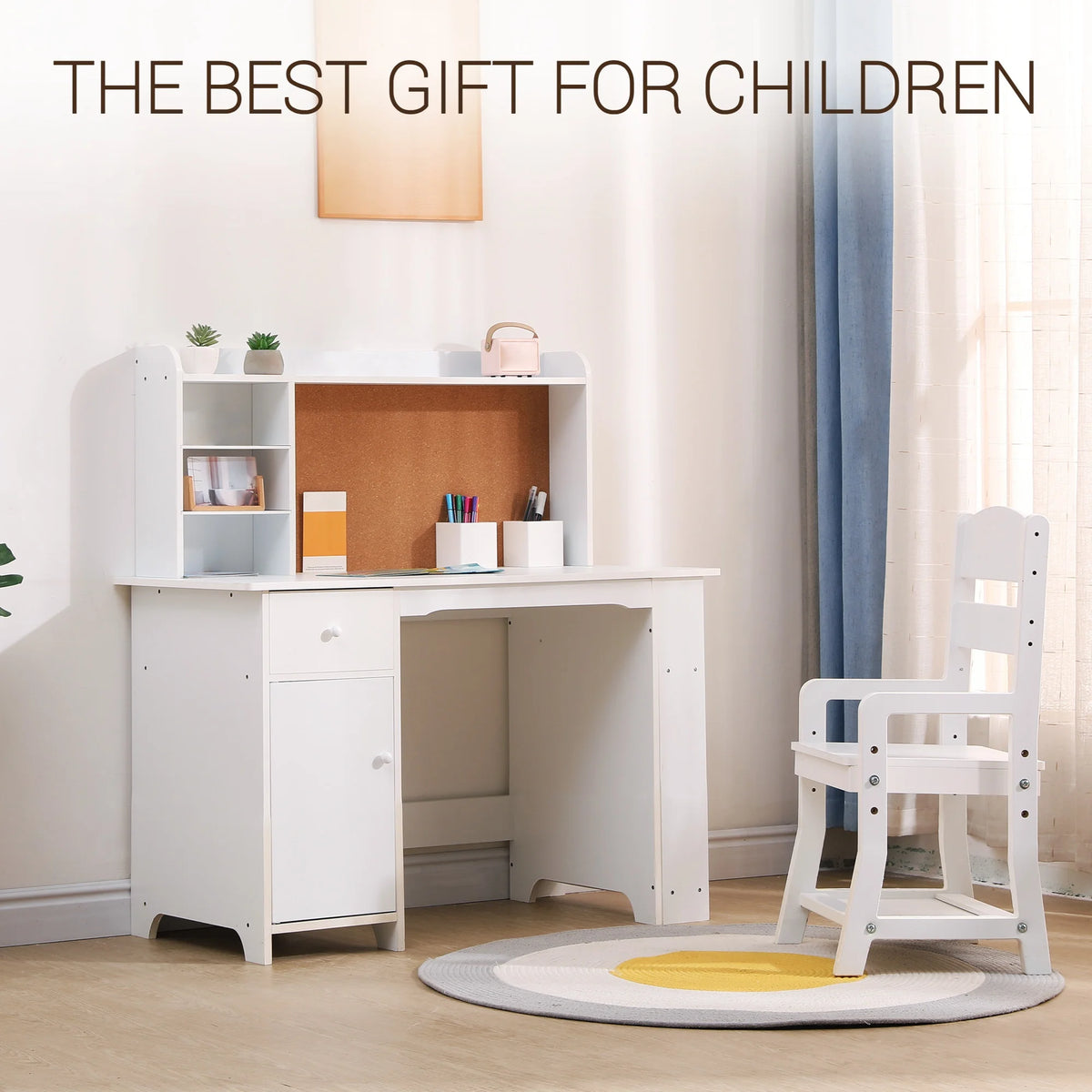Kids Study Desk & Chair Set with Storage