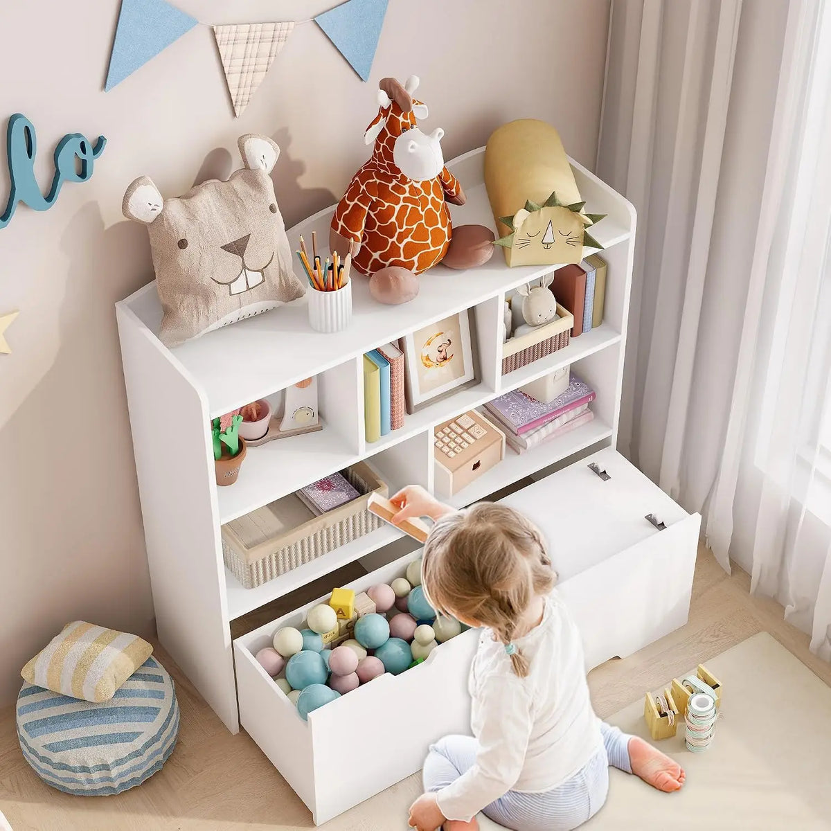 Kids Toy Storage Organizer with Bookshelf