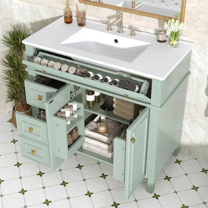 36" Free Standing Bathroom Vanity with Sink & Storage Drawers