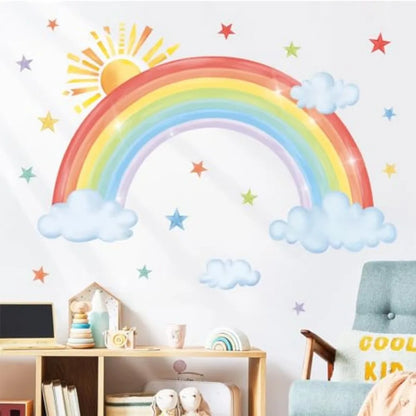 Large Rainbow, Sun, Clouds & Stars Wall Decals