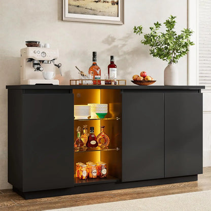 Sideboard Buffet Cabinet with Storage & LED Lights