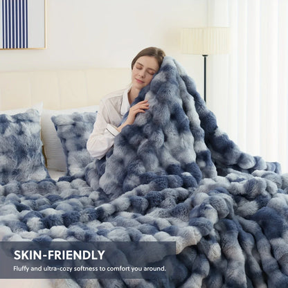 Soft & Cozy Warm Faux Rabbit Fur Throw Blanket
