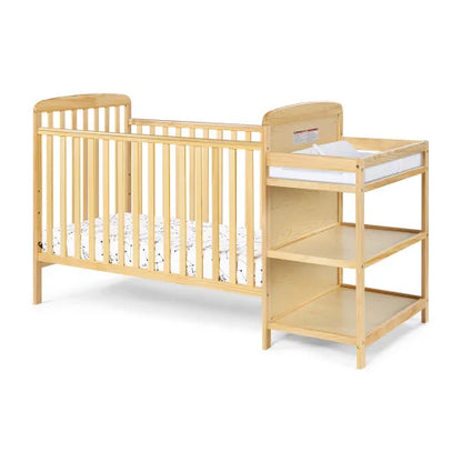 2-in-1 Convertible Crib with Attached Changing Table