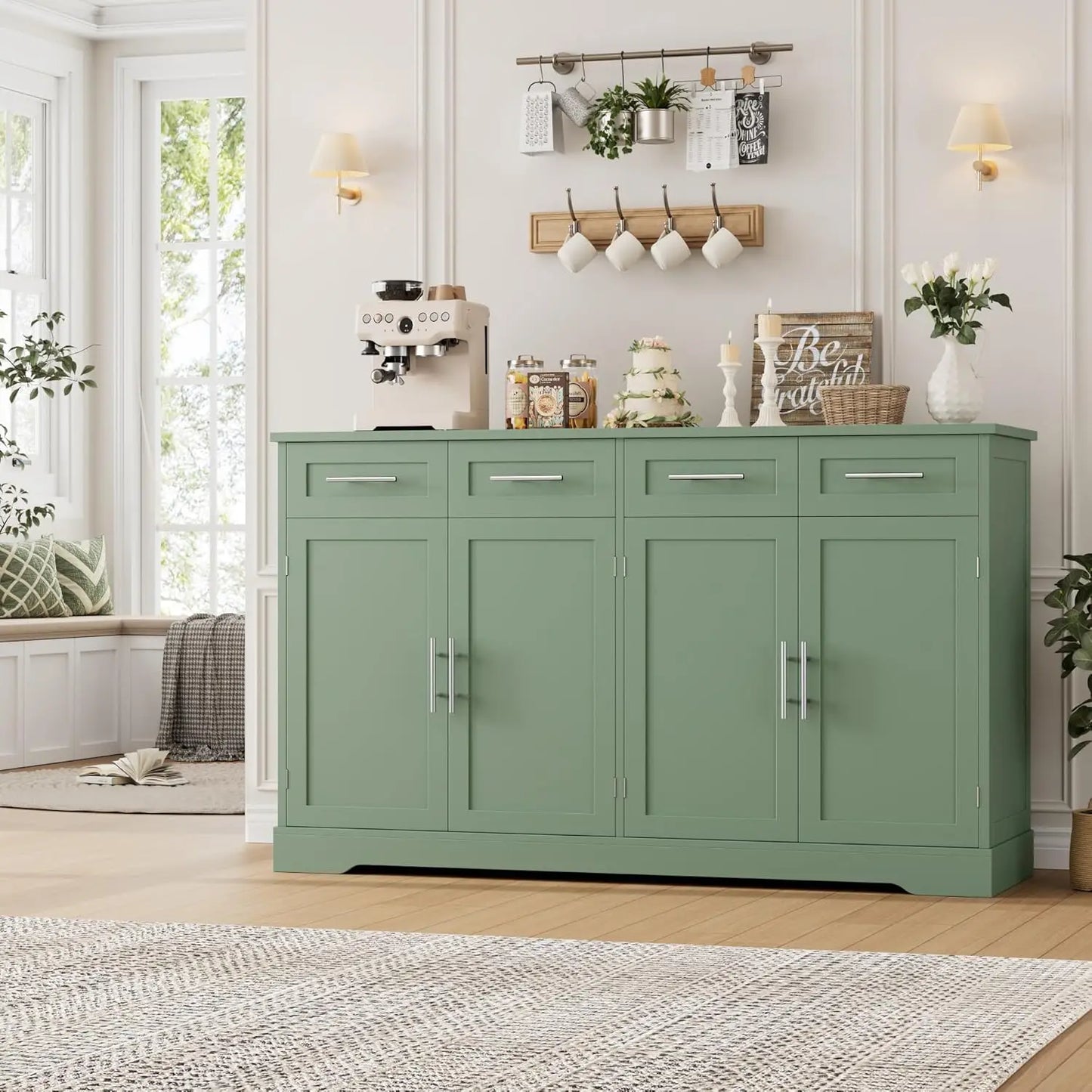 60" Large Buffet Sideboard with Storage & 4 Drawers