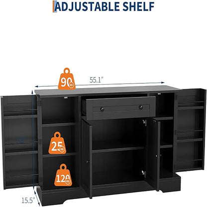 Modern Wood Sideboard/Buffet Cabinet with Drawer & Doors