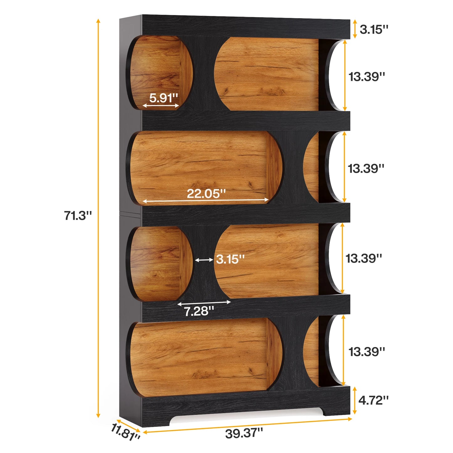 4-Tier Wood Decorative Display & Storage Shelves
