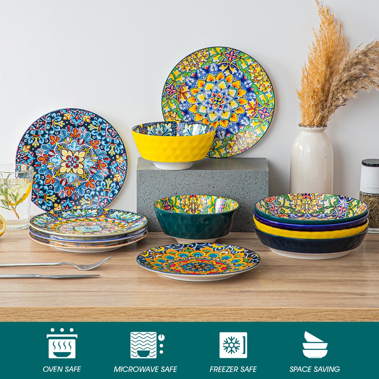 Stoneware- Bohemian Style Dinnerware Set