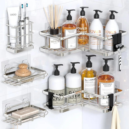 5-Pack Rustproof Shower Organizer Corner with Soap Holder