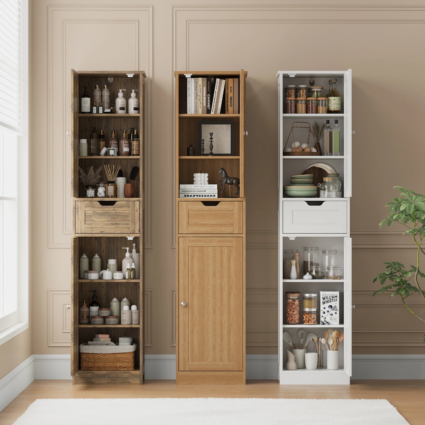 Space-Saving Slim Bathroom Storage Cabinet