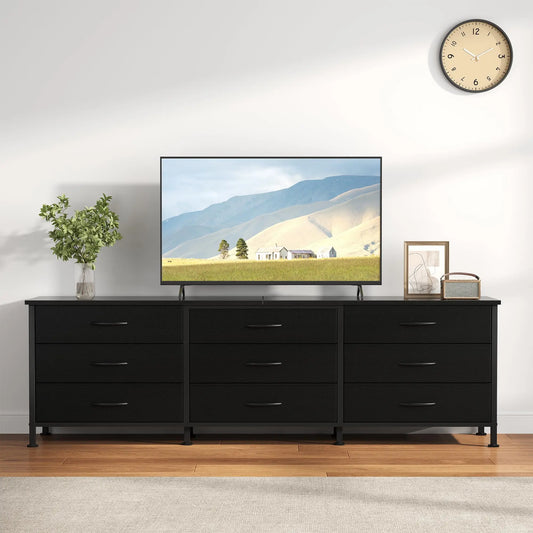 Long Entertainment Center Up to 75 Inch TV Storage Drawers