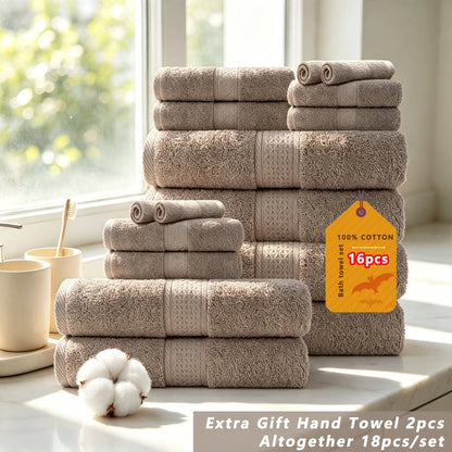 20/16/10pcs Cotton Soft Bath Towel Set for Bathroom