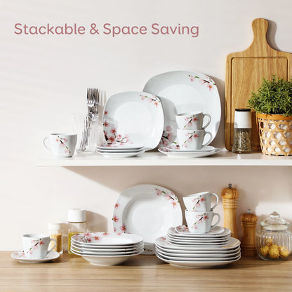 Porcelain Pink Floral Plates Dinner Set