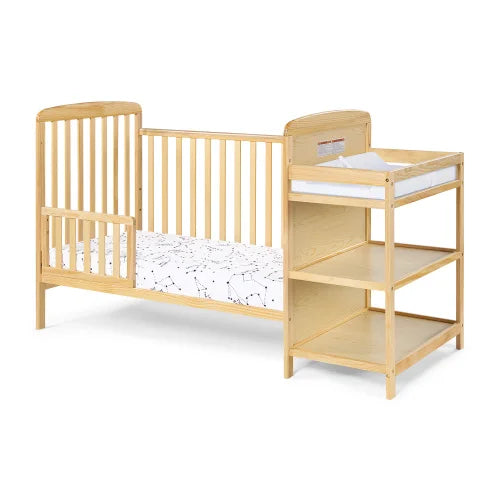 2-in-1 Convertible Crib with Attached Changing Table