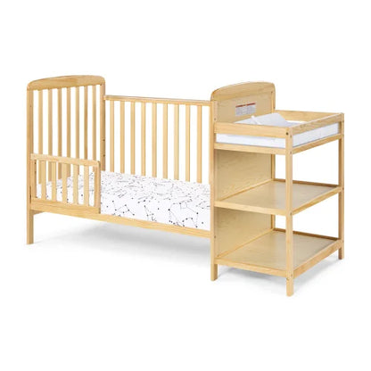 2-in-1 Convertible Crib with Attached Changing Table