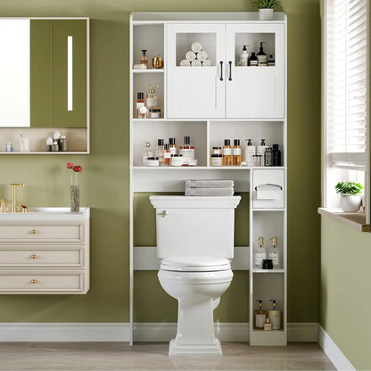 Over Toilet Storage Cabinet with Glass Door