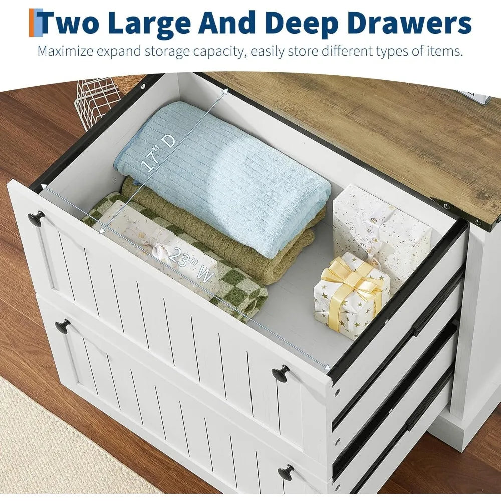 Two Drawer wood Farmhouse File Cabinet