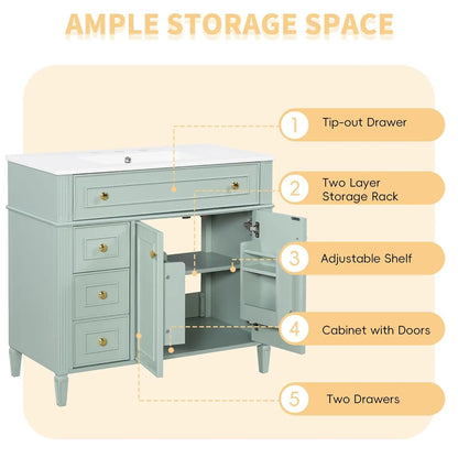 36" Free Standing Bathroom Vanity with Sink & Storage Drawers