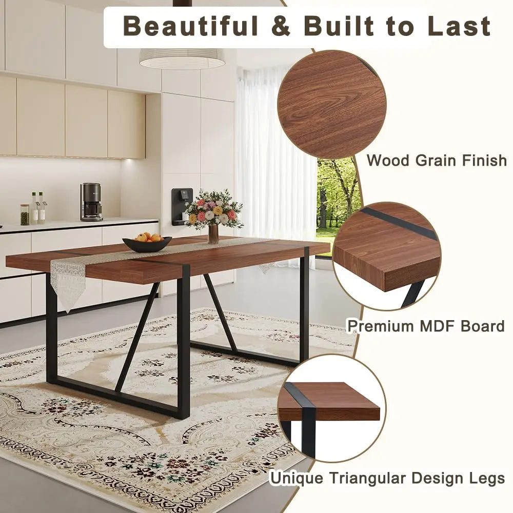 71" Walnut 9 Piece Dining Table Set for 8