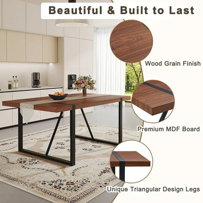 71" Walnut 9 Piece Dining Table Set for 8