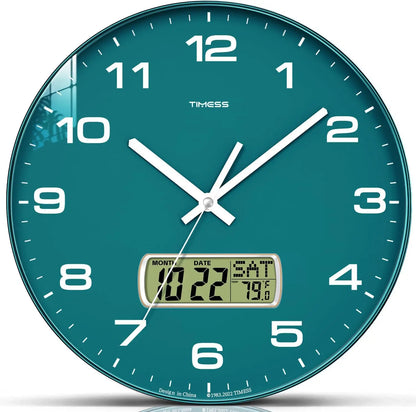 Wall Clock with Calendar & Fahrenheit Temperature Display