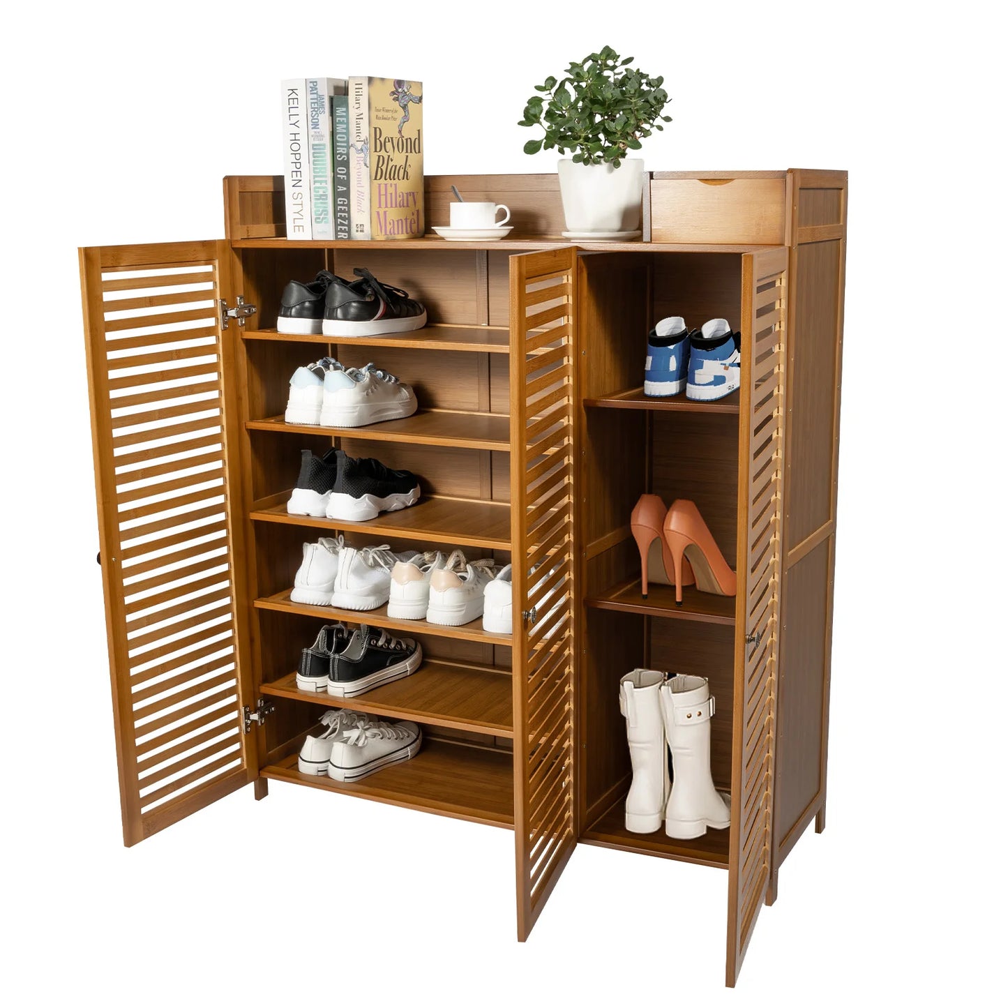 Modern Shoe Cabinet with Doors, Large Capacity for 30 Pairs