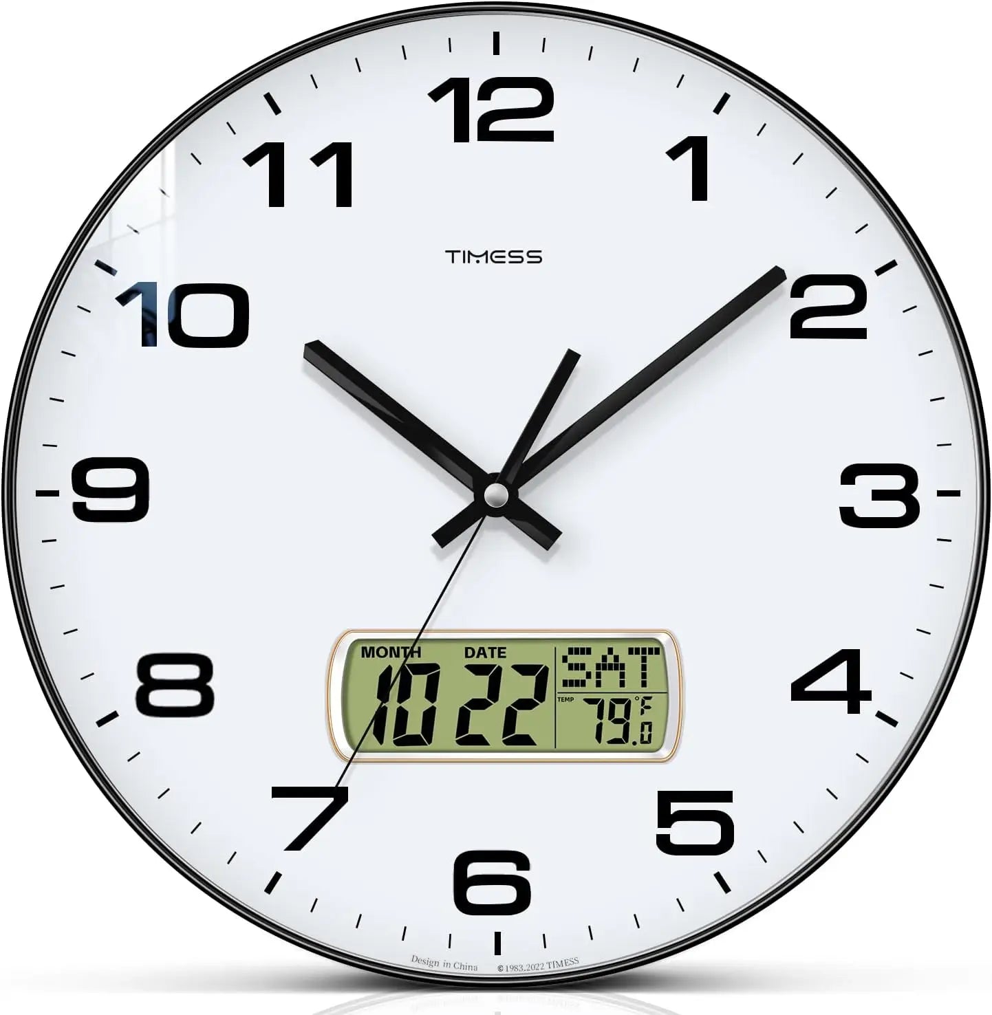Wall Clock with Calendar & Fahrenheit Temperature Display