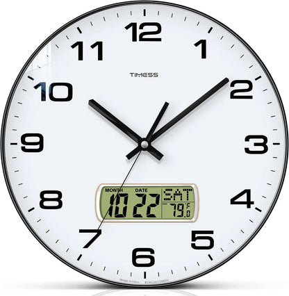 Wall Clock with Calendar & Fahrenheit Temperature Display