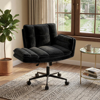 Cross Legged Office Chair with 5-Position Flip-Up Armrest