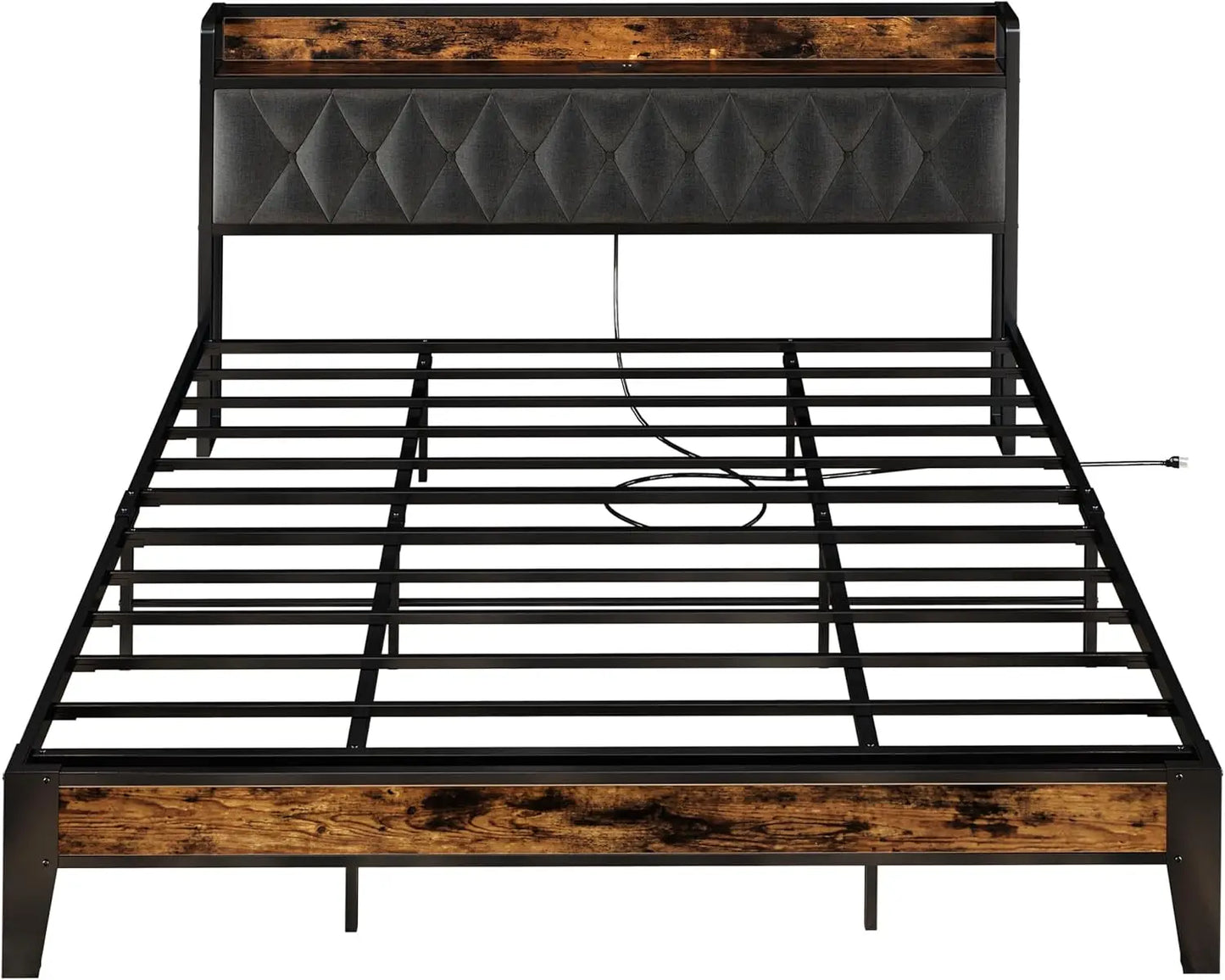 Multi Size Bed Frames with Storage Headboard